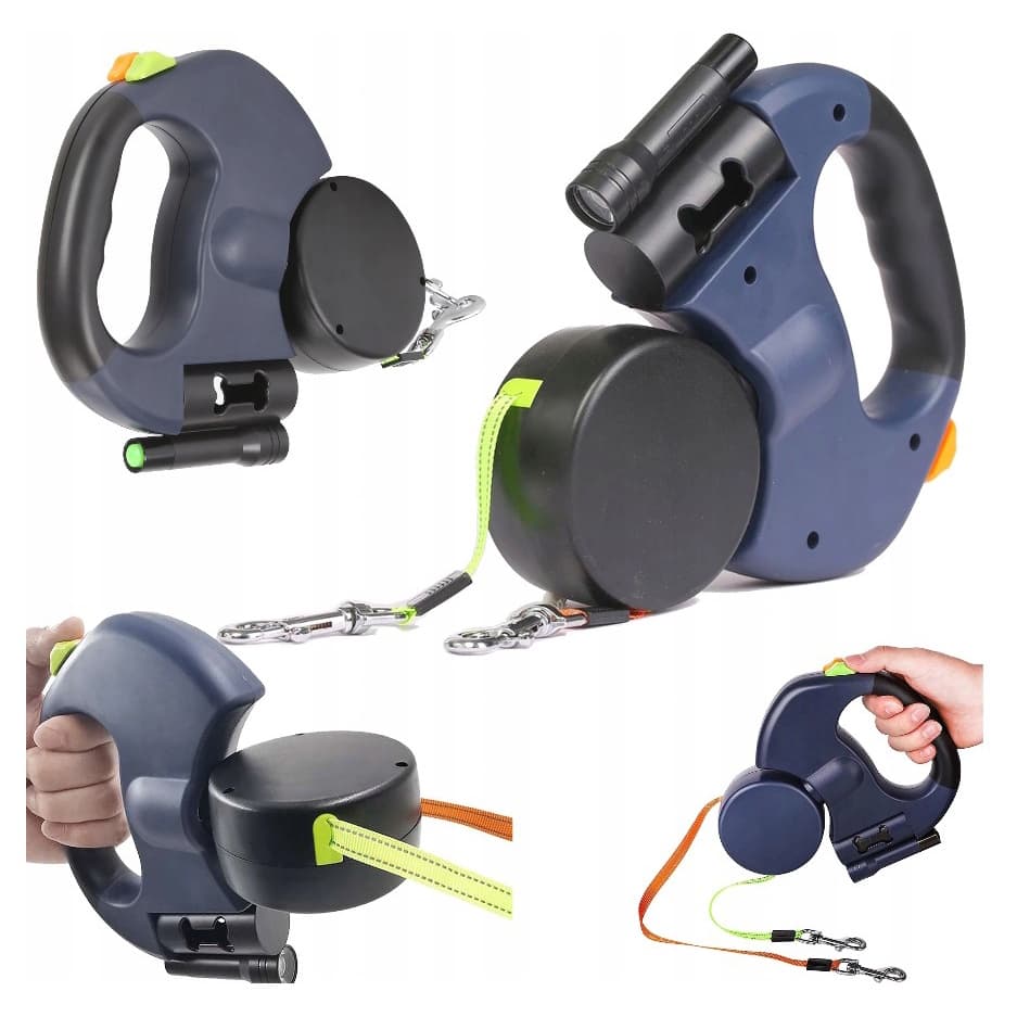 Podwójna smycz automatyczna+LED